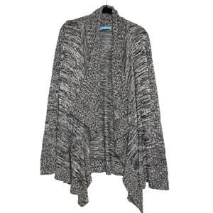 Alice + Olivia Gray Marled Open Front Draped Waterfall Knit Cardigan Size XS